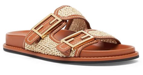 fendi 2 strap sandals|Fendi logo slip on sandals.